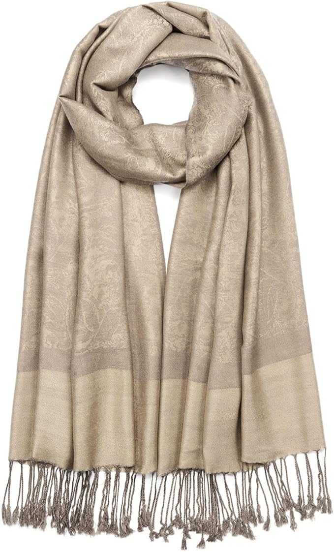 QIUTIMIY Paisley Pashmina Shawl Wrap Women Reversible Vintage Jacquard Pashmina Rave Scarf with Fringe for Evening, Wedding