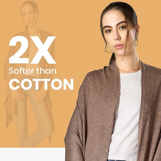 ROSERA Cashmere 100% Cashmere Knitted Wrap Pashmina Shawl Extra Large Scarf Stole for Women Travel