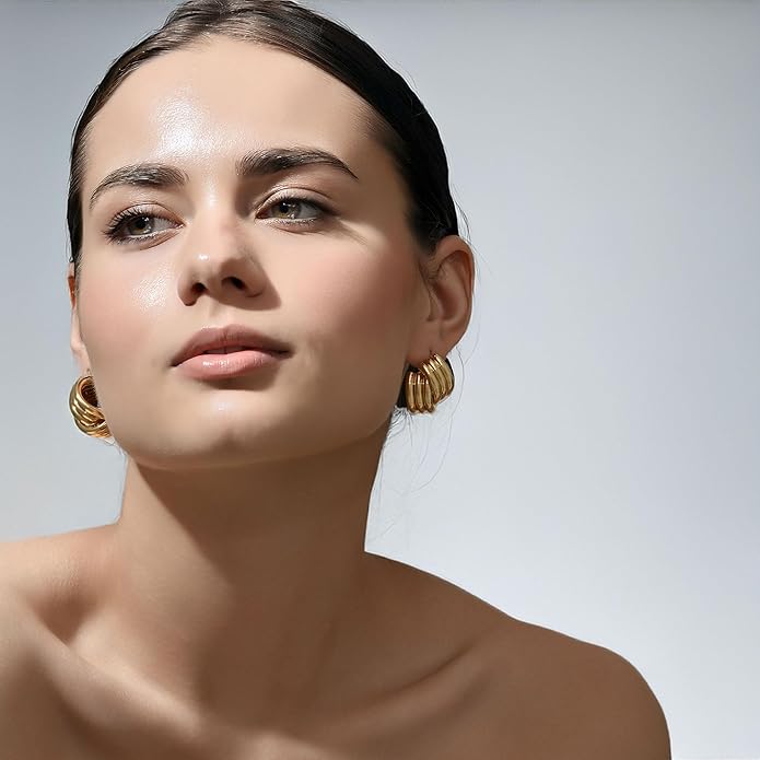 SEADAY Hoop/Stud Earrings Set for Women,Hypoallergenic Lightweight Non-Tarnish Everyday Earrings,Dainty Gold/Rhodium Plated Jewelry,Fashion Accessories,Christmas/Birthday Gift for Women Men