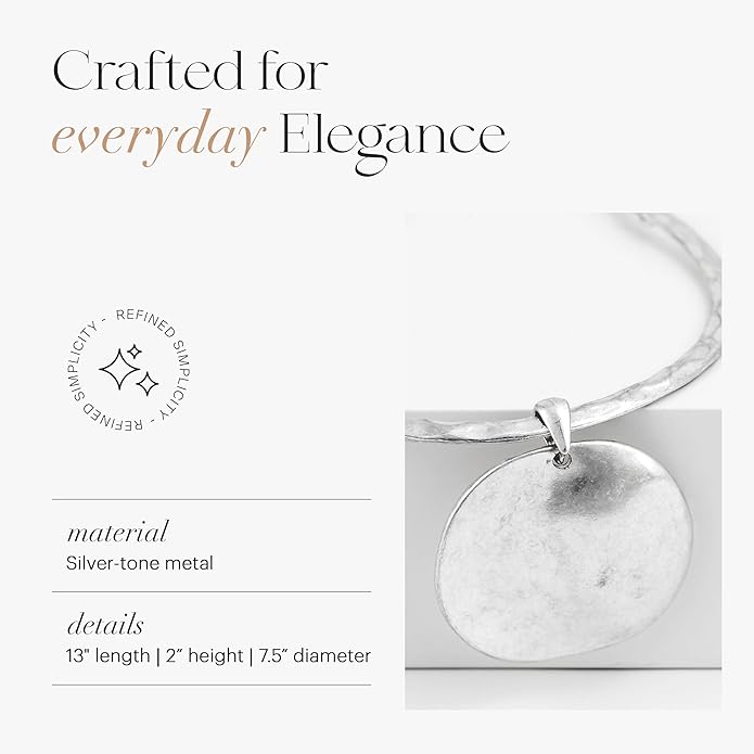 Pendant Necklaces for Women, Sculptural Circle Necklace with Pendant, Link Collar Design, Fashion Jewelry Statement Piece