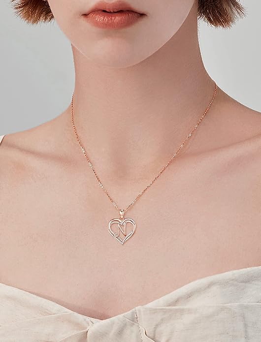 INFUSEU Unique Initial Necklaces for Women Girls Small Heart Letter Jewelry, Meaningful Personalized Gifts