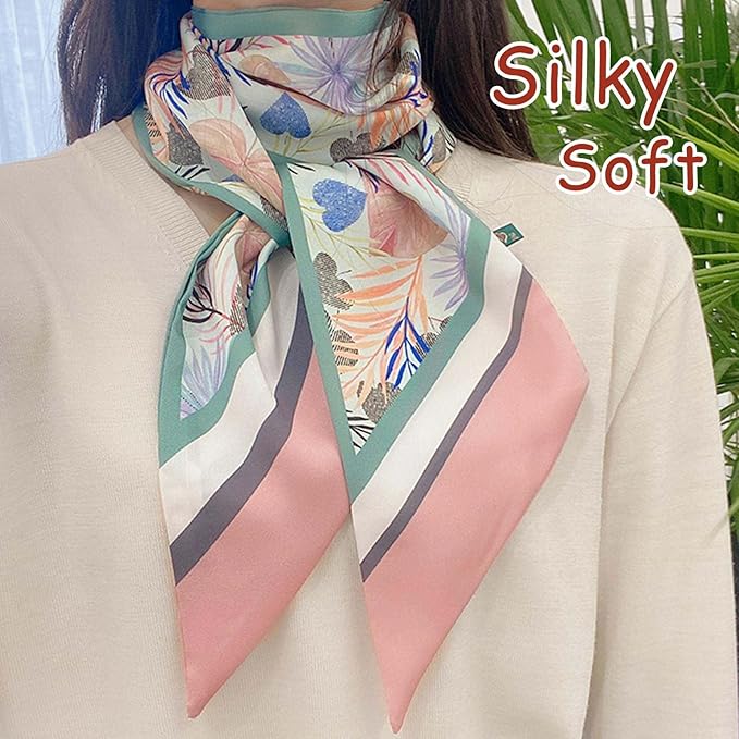 Dailyacc Hair Scarf for Women Fashion Silky Satin Headscarf Wrap Breathable Lightweight Neck Scarves For Handbag