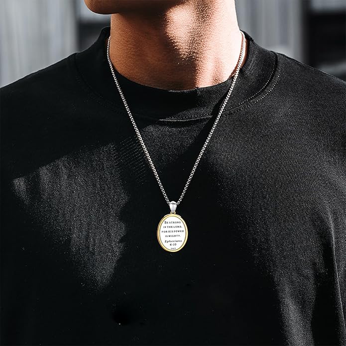 Taioiat Saint Necklace 925 Sterling Silver St Necklace Amulet Pendant Jewelry Religious Gift for Men Women