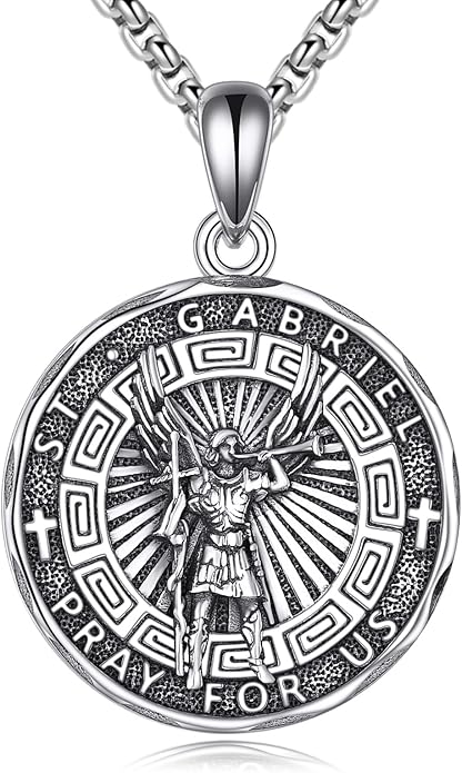 YFN Patron Saint Necklace Sterling Silver Amulet Medal Pendant Religious Protector Jewelry Gifts for Women Men