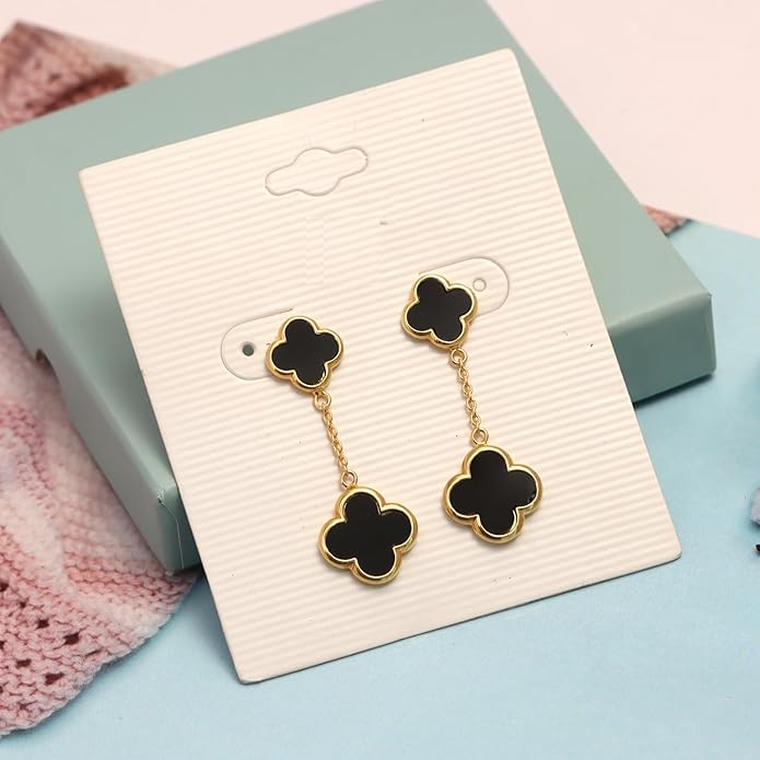 LeCalla 925 Sterling Silver Drop Earrings | Mother of Pearl Clover Earring | Mother of Pearl Stud Earring | Zirconia MOP Drop Dangle Hoop Earrings for Women