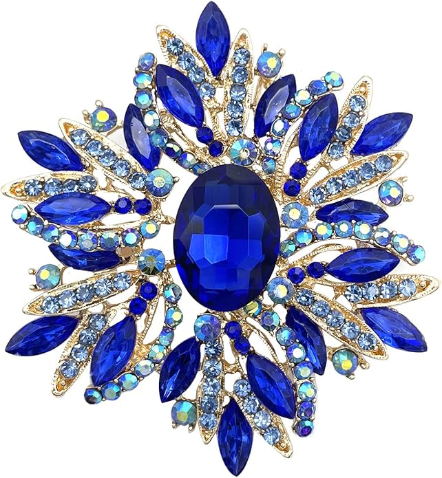 YOQUCOL Sunflower Shape Crystal Big Large Heavy Brooch Pin Rhinestone Scarf Decoration Corsage Cloth Pin for Women Girls