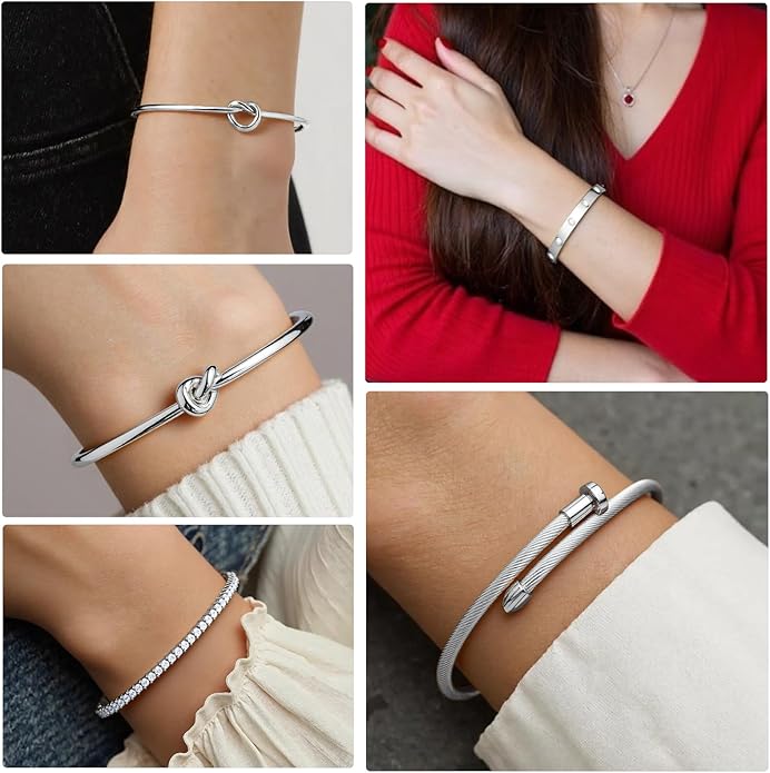 FAFUGA 18 K Gold Plated Love Bangle Bracelet Stack Cuff Jewelry for Women Jewelry Set for Women Gift with Box
