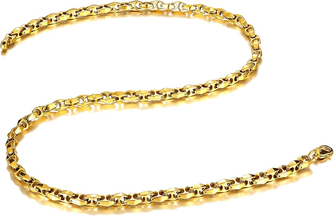 Urban Jewelry Astro Snake 18K Gold plated/Stainless steel Men's Heavy Weight Tungsten Carbide Base Link Necklace Chain