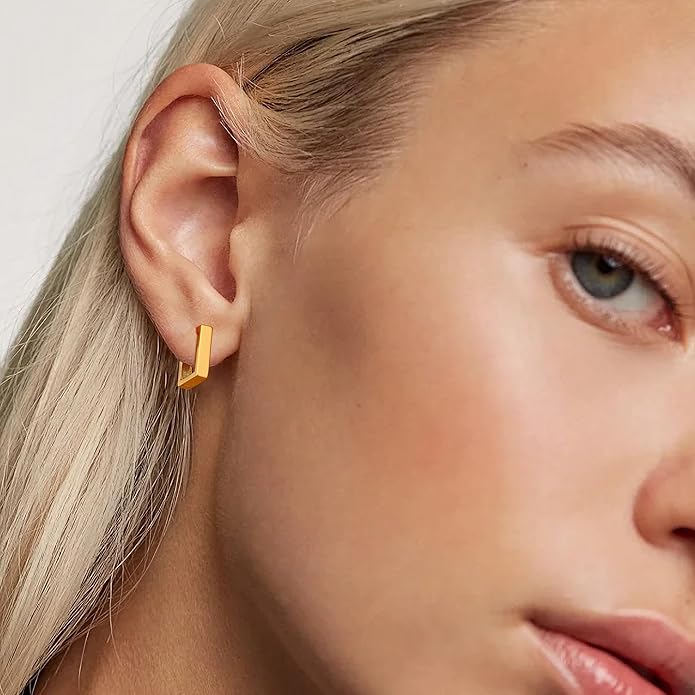 Gacimy Gold Huggie Hoop Earrings for Women 14k Gold Plated, Small Hoop Earrings for Women, 1/2 Inch Yellow Color Earrings for Women