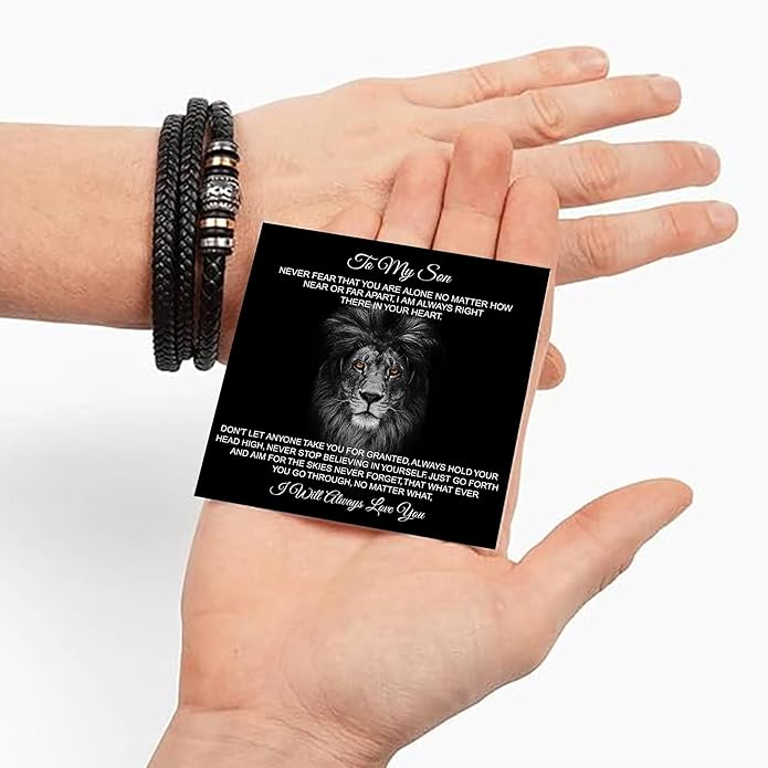 To My Son Bracelet from Dad with Heartfelt Message, Bracelets For Men, Birthday Gift for Son from Mom and Dad, Graduation Christmas Gifts for Him