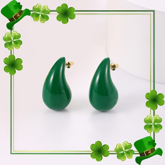 Gacimy Teardrop Earrings Dupes for Women 14K Gold Plated, Chunky Drop Earrings for Women with 925 Sterling Silver Post