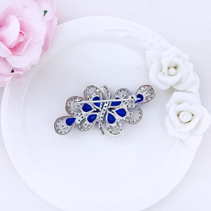 YOQUCOL Cubic Zirconia Crystal Rhinestone Wedding Brooch Pin for Women Brides Jewelry