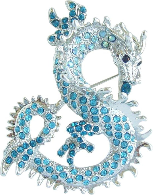 Art Style 2.36" Dragon Brooch Pin Pendant Austrian Crystal BZ2980