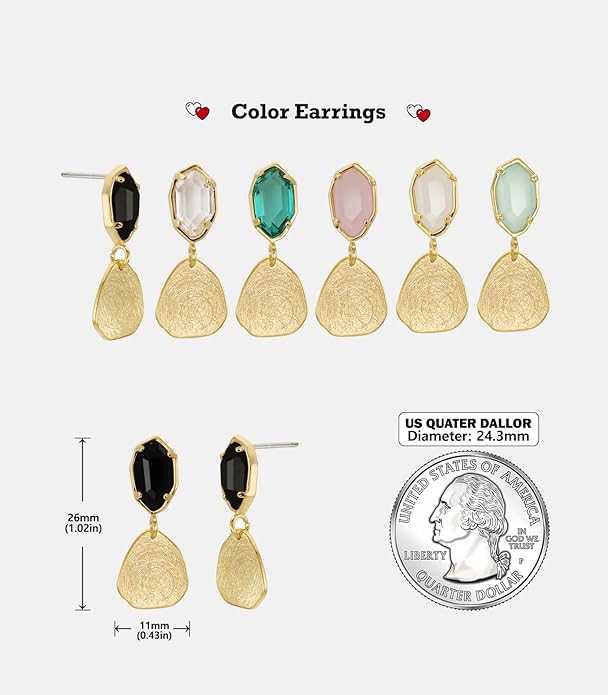 OZEL – Crystal Earrings for Women Dangle – 14K Gold Plated Lightweight Daily Fashion Earrings