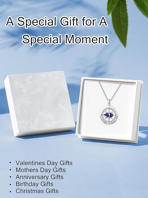 Compass Birthstones Necklace for Women, Exquisite Anniversary Birthday Gifts for Wife Her Double Birthstone Pendant jewelry ‘I'd be Lost Without You’