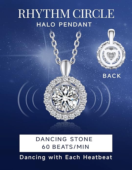 MomentWish Necklace for Women, Sparkling Gift for Her, 1Carat Moissanite Heart Pendent for Her, 925 Sterling Silver Dance Necklace for Anniversary Christmas Valentines
