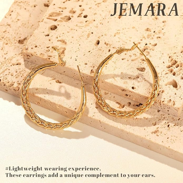 Silver Hoop Earrings for Women Trendy Hypoallergenic 925 Sterling Silver Post Hoop Earrings Lightweight Thick Twisted Large Silver Hoop Earrings 30/40/50MM