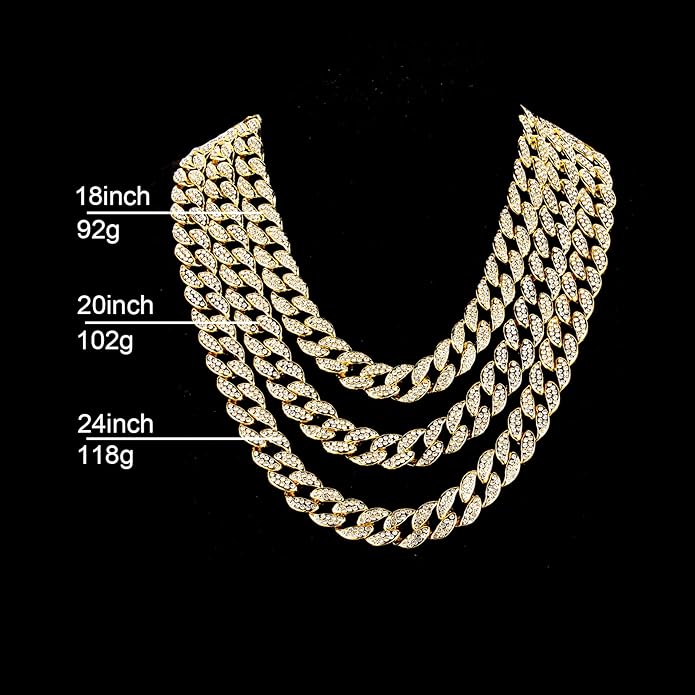 Saintda Cuban Link Chain and Bracelet Set for Men Women Iced Out Diamond Gift for Boys Hip Hop Rapper Jewelry