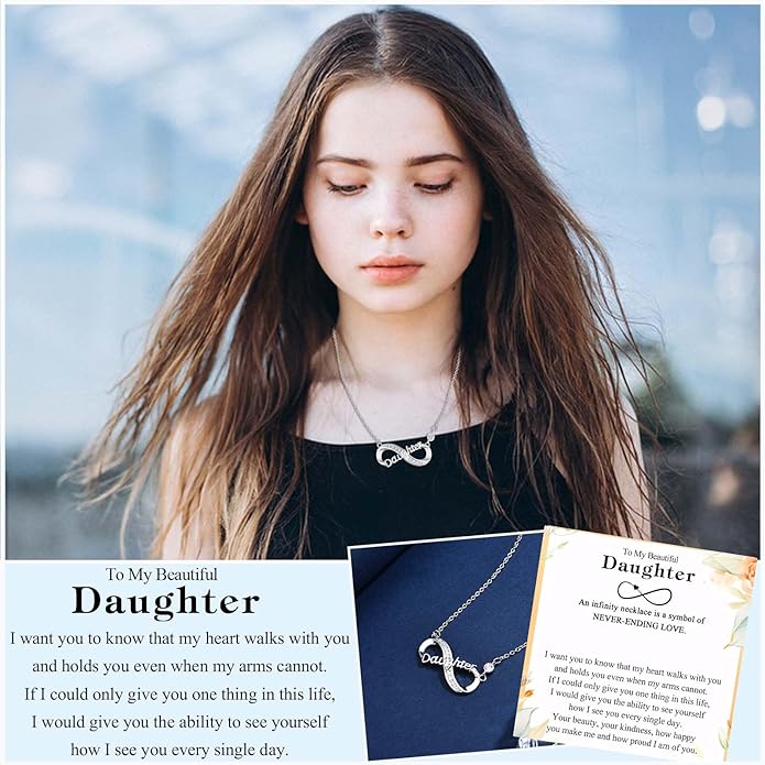 Infinity Mom Grandma Nana Sister Aunt Daughter Auntie Granddaughter Niece Necklace Gifts, Christmas Birthday Valentines Day Mothers Day Easter Graduation Back to School Gifts Stocking Stuffers Presents for Women Girls Her