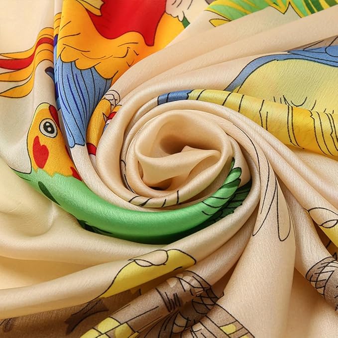 Clysoru Silk Scarf For Women Hair Scarves Lightweight Satin Elegant Shawl Wraps Bufanda Mujer Fashion Accessories 70.8"X35.4"