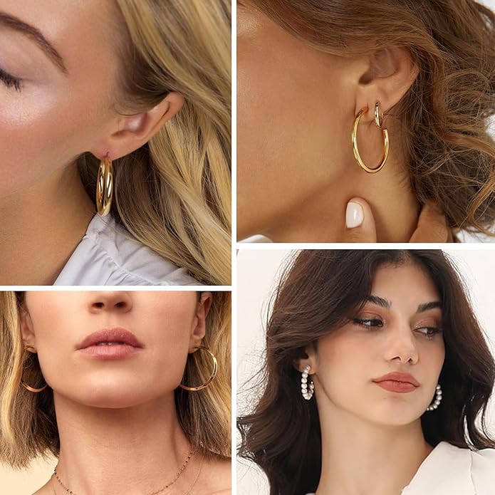 FAXHION 36 Pairs Gold Earrings Set for Women, Fashion Pearl Chain Link Stud Drop Dangle Earrings Multipack Hoop Earring Packs, Hypoallergenic Earrings for Birthday Party Jewelry