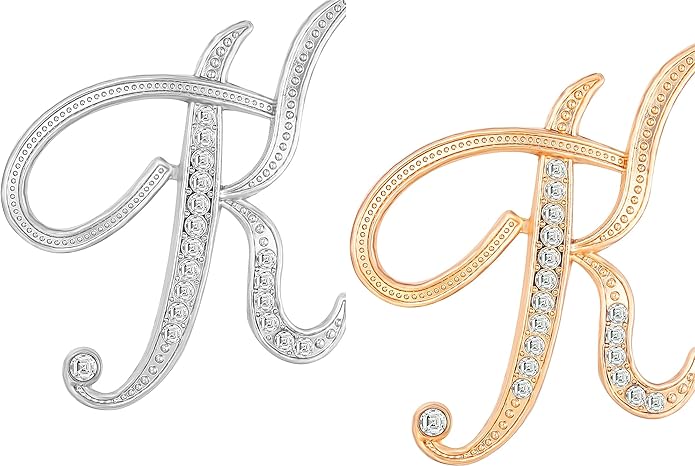 HAFILO 2 pieces initial letter brooch pin for women 26 letters fashion brooches collar pins for clothes Dress hat bulk