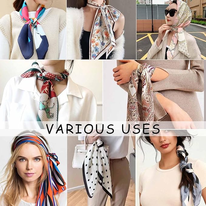 Dailyacc Hair Scarf for Women Fashion Silky Satin Headscarf Wrap Breathable Lightweight Neck Scarves For Handbag
