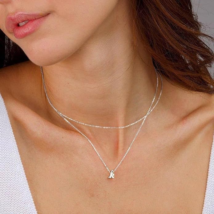 Yoosteel Layered Initial Necklaces for Women Teen Girls Trendy - Dainty Gold/Silver Letter A-Z Stack Initial Necklace Birthday Personalized Gifts for Women Jewelry