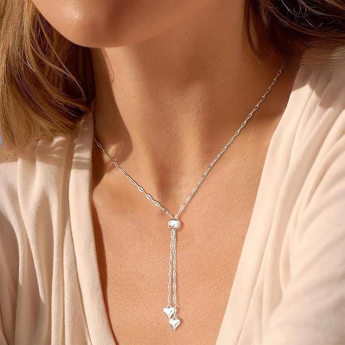 Lariat Necklace for Women, Dainty 14K Gold/Silver Plated Long Necklaces for Women Trendy Simple Layered Y-Shaped Drop Pendant Necklace Adjustable Gold Jewelry Gifts For Her Christmas Stocking Stuffer