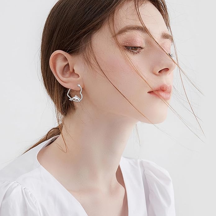 YFN Animal Earrings Sterling Silver Animal Heart Hoop Dangle Earrings Cute Jewelry Gifts for Women