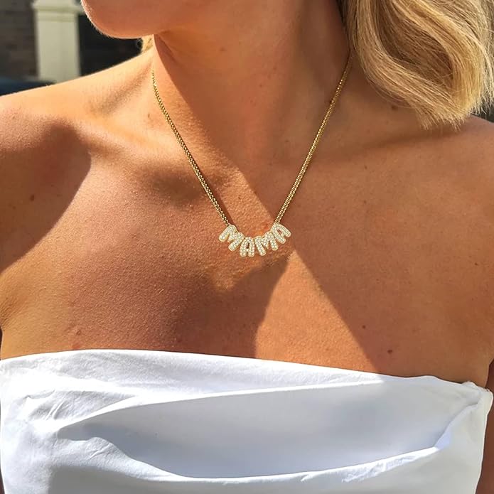 Custom Diamond Bubble 3D Letter Necklace Puffy Personalized Initial Charm with Zircon,18K Gold Plated Dainty Balloon Name Necklace for Women, Handmade Jewelry Gift for Her,Mother's Day