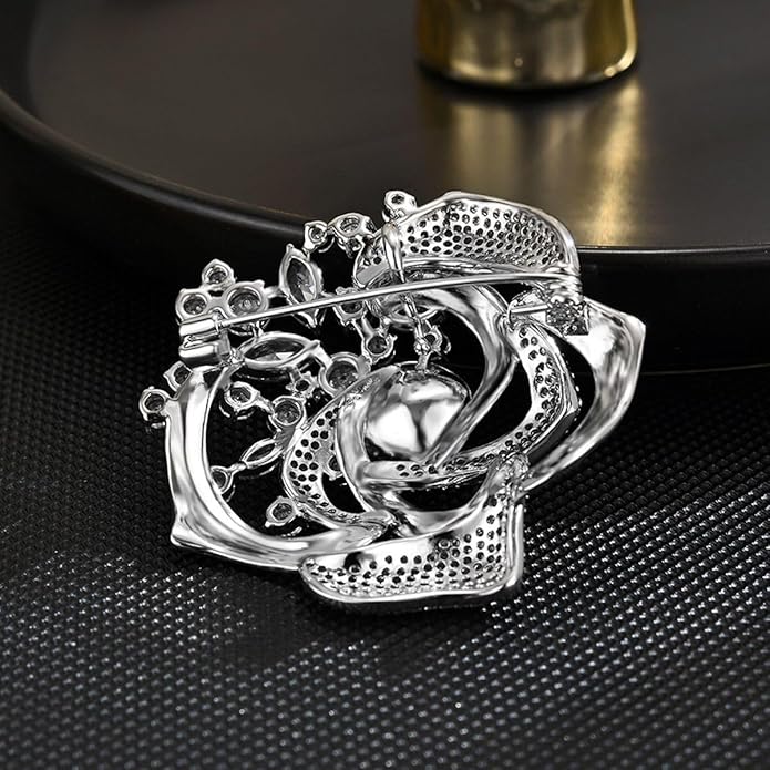 Flower Brooch Pin - Rhinestone Flower Pin 18k Gold Plated - Thanksgiving Day, Birthday, Wedding Gifts for Mom, Wife