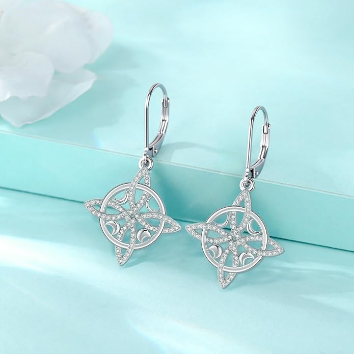 Eusense Sterling Silver Dangle Earrings for Women Tree of Life Animals Moonstone Turquoise Leverback Earrings Jewelry Gifts