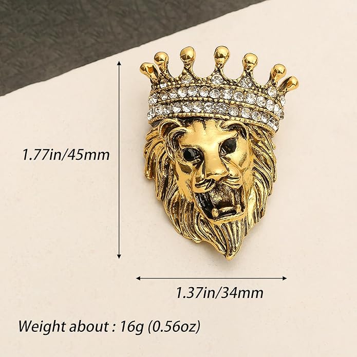 HETICA Vintage Animal Dragon Skull Wolf Crown Lion Brooch for Men Women Suit Tie Dress Lapel Pin Fashion Jewelry