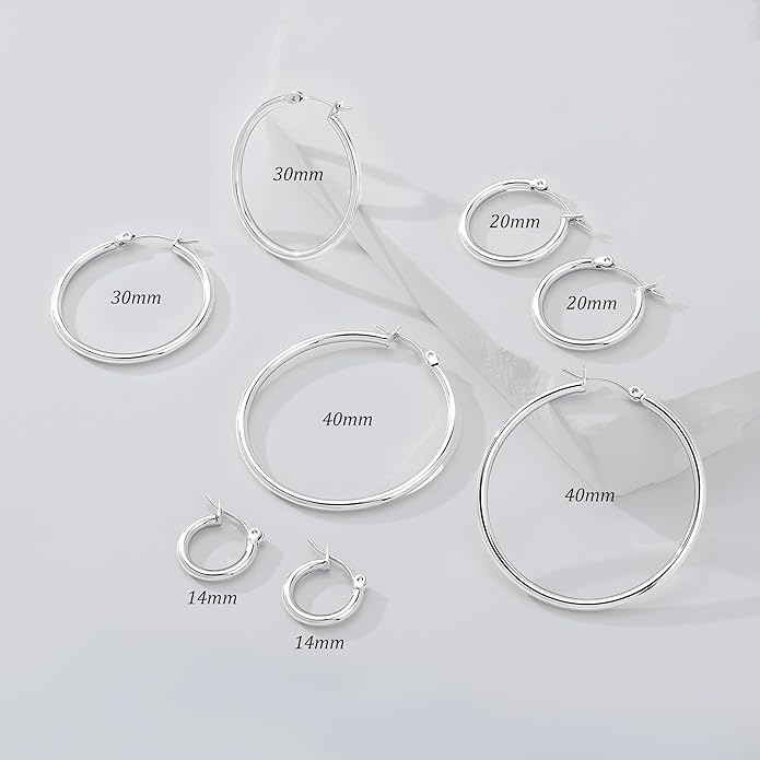 Gold Hoop Earrings Set for Women,14k Gold Plated Gold Hoops with Sterling Silver Post Hypoallergenic Thin Hoop Gold Earrings for Girls Trendy Jewelry Gifts