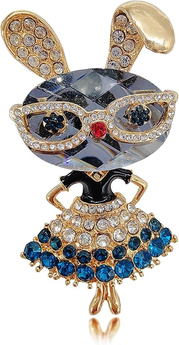 Rhinestone Rabbit Brooches for Women, Sparkling Crystal Alloy Lapel Pin, Vintage Animal Jewelry for Blazers, Sweaters, Scarves, Tote Bags - Versatile Accessories for Daily Wear, Parties, Weddings