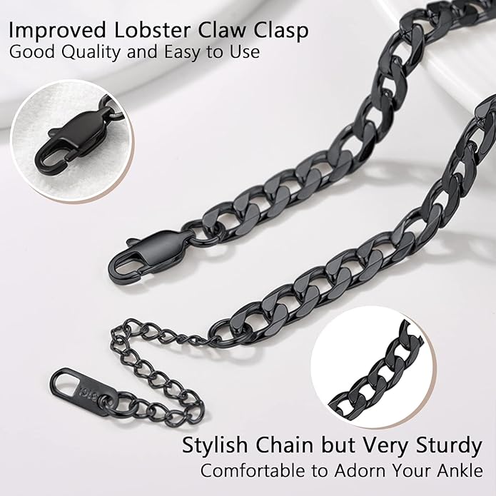 PROSTEEL Stainless Steel Chain Anklets for Women, Silver/Gold Tone, Ankle Bracelets Hypoallergenic, 8-10.5 Inch Adjustable, Come with Box