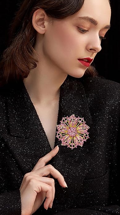 Rhinestone Bauhinia Flower Brooch Pin - Elegant Clothing Accessory for Women - Big Crystal Flower Brooch for Christmas, Halloween, Birthday, Party, Wedding Costume Jewelry
