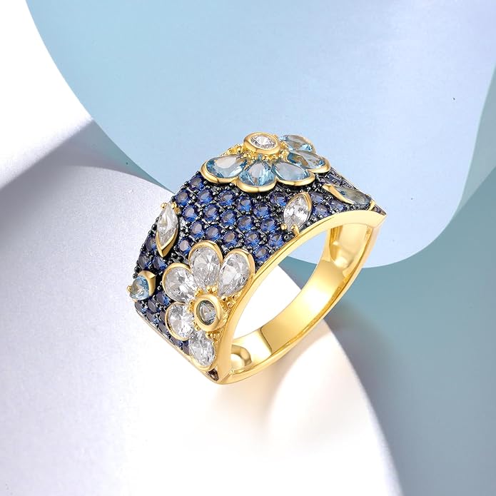 Santuzza 14K Gold Plated Dragonfly Ring Cubic Zirconia 925 Sterling Silver Butterfly Ring