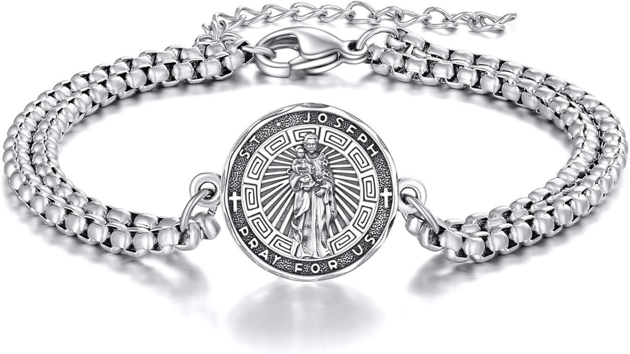 YFN Patron Saint Bracelet Sterling Silver Religious Protector Bracelet Jewelry Gift for Women Men