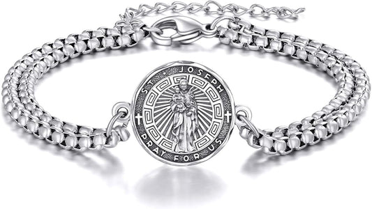 YFN Patron Saint Bracelet Sterling Silver Religious Protector Bracelet Jewelry Gift for Women Men