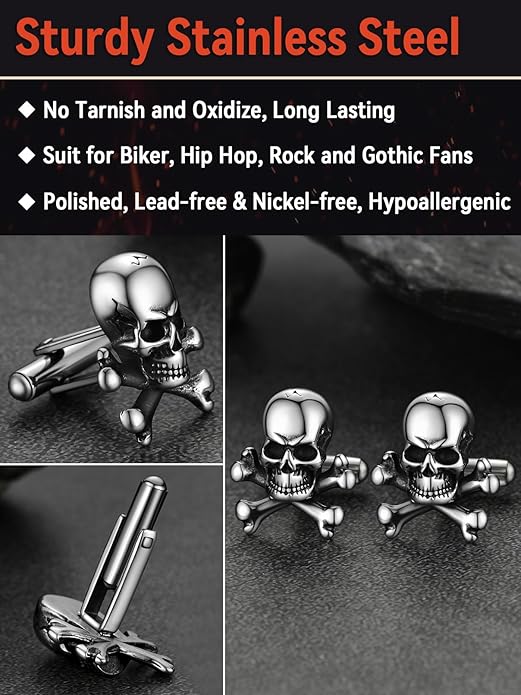 FaithHeart Mens Cufflinks, Norse Viking Tuxedo Shirt Cuff Links, Stainless Steel Cuff Links and Shirt Studs, Gift Box