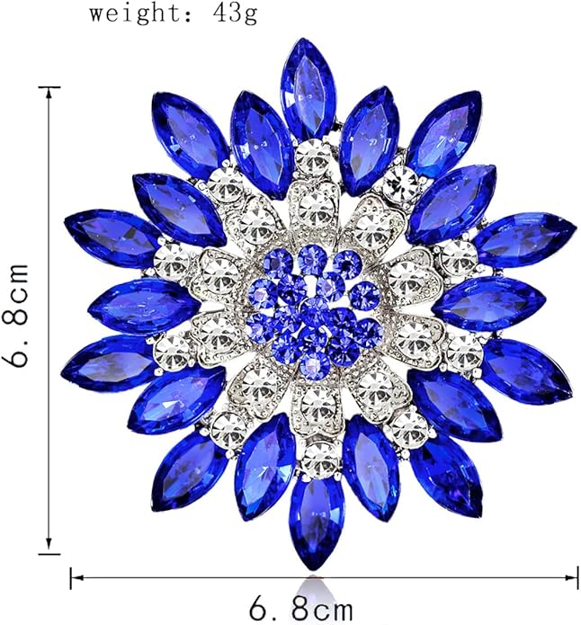 Rhinestone Flower Brooch for Women Sparkling Crystal Sunflower Brooch Pin Trendy Large Big Flower Brooch Elegant Clothing Hat Bag Accessories Christmas Birthday Party Wedding Costume Jewelry