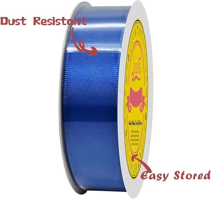 LEEQE Double Face Royal Blue Satin Ribbon 1 inch X 25 Yards Polyester Royal Blue Ribbon for Gift Wrapping Very Suitable for Weddings Party Hair Bow Invitation Decorations and More