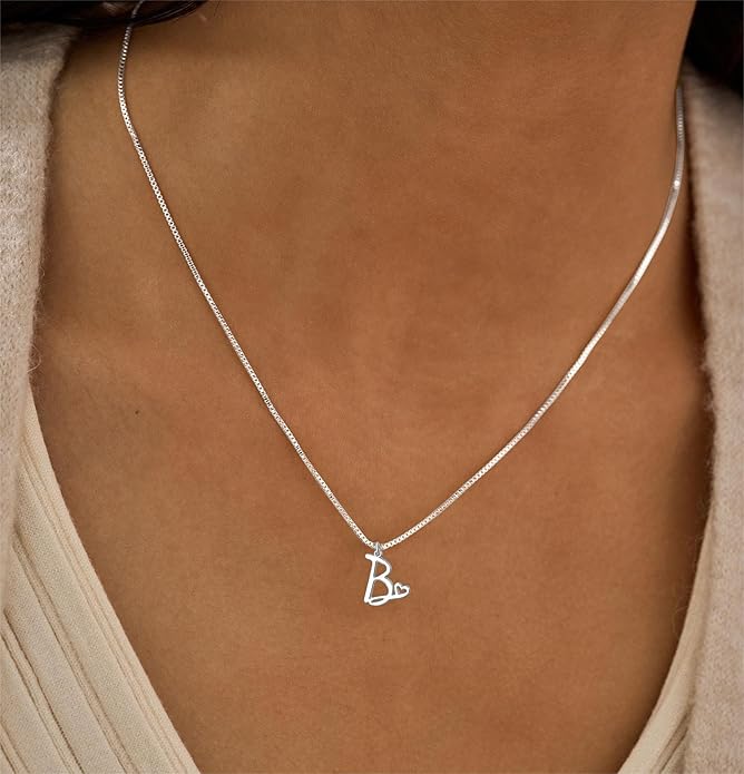 Initial Necklaces for Women Trendy, Dainty Silver Letter Necklace Cute Pendant Choker Name Necklace Personalized Costume Monogram Silver Jewelry Necklace for Women Valentines Gifts