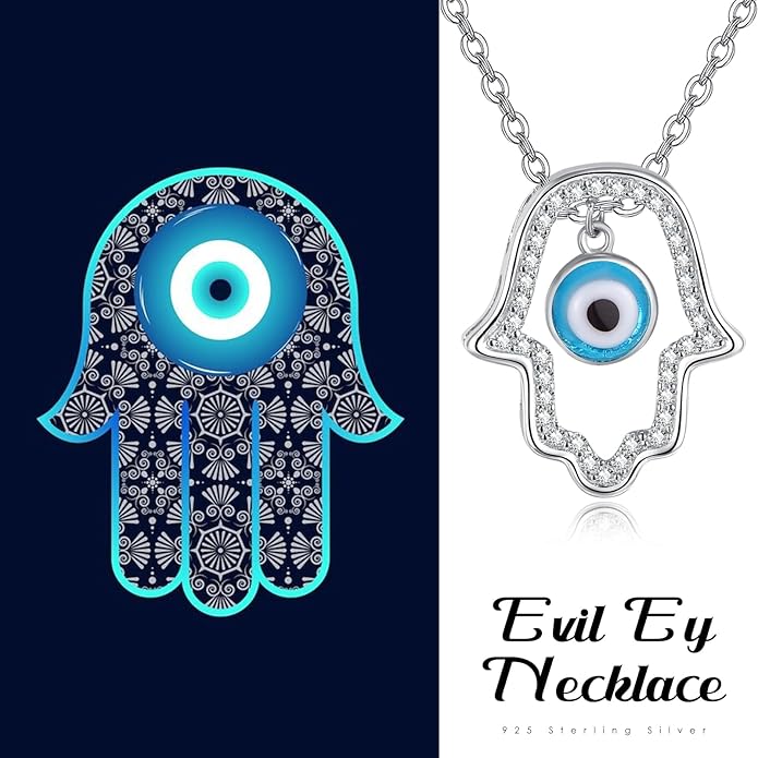 Dreamboat Sterling Silver Evil Eye Necklace for Women Protection Necklace Hamsa Nazar Mal De Ojo Turco Spiritual Jewelry Evil Eye Gifts