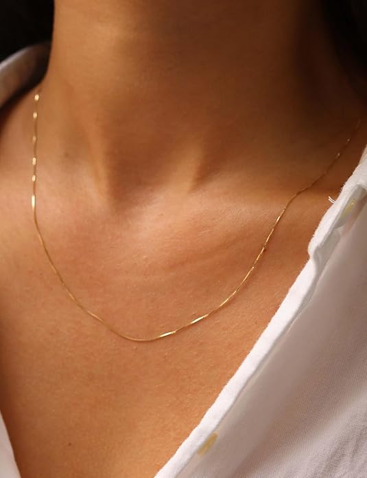 AILPIWE Layered Gold Necklaces for Women, 18K Gold Plated Dainty Paperclip Box Cuban Satellite Chain Necklace Set, Simple Gold Necklace Stack for Women