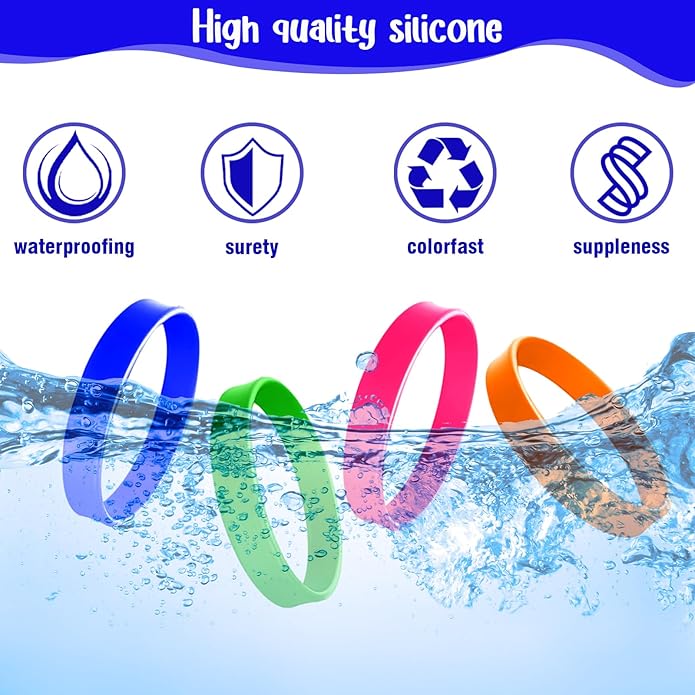 Colorful Silicone Wristband, 120 Pieces of Blank Rubber Bracelet for Men and Women Teenagers
