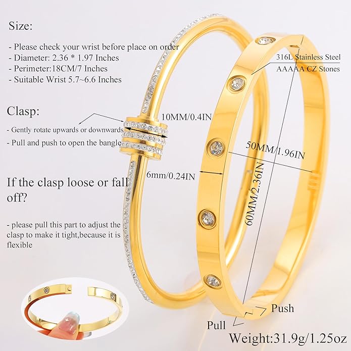 Silver Bangles for Women - Stainless Steel Love & Friendship Bracelet Set with Gift Box | Daily Wear & Party Jewelry