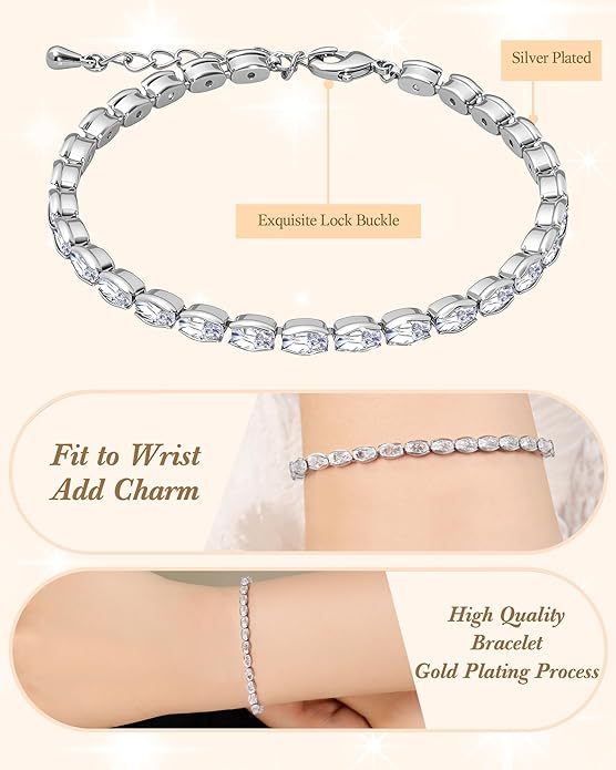Tennis Bracelets for Women, 14K Gold Plated Diamond Bracelet, Cubic Zirconia Dainty Gold Bracelet for Women, Gifts Jewelry for Women